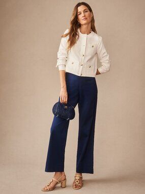 J McLaughlin Carter Dupioni Cotton Pants - Nautical Navy NEW